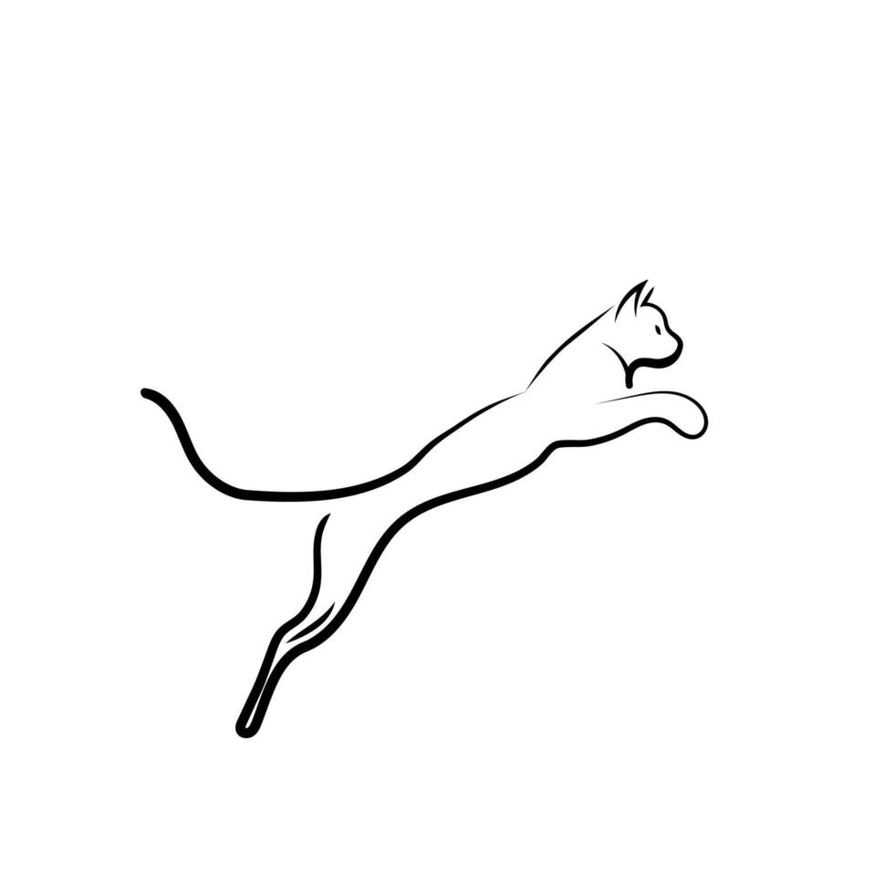 ein schwarz Katze mit ein Schwanz Logo vektor