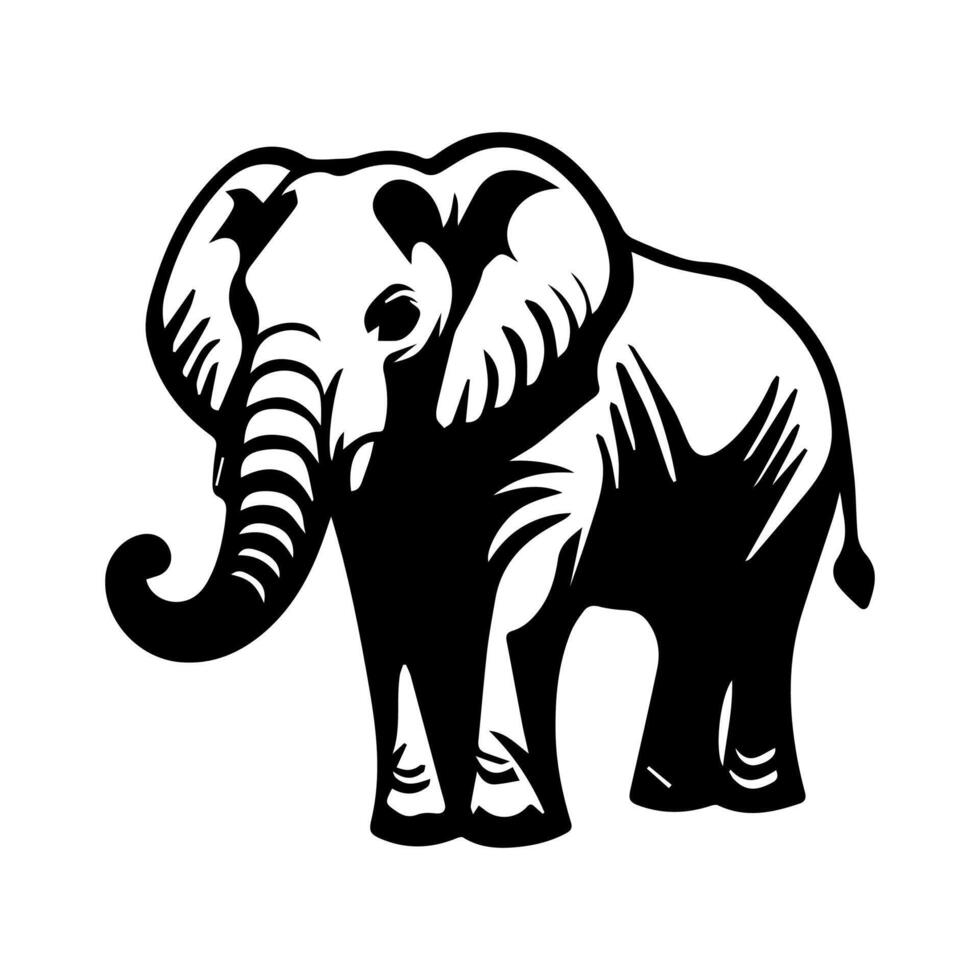 ein schwarz und Weiß Elefant Logo minimalistisch vektor