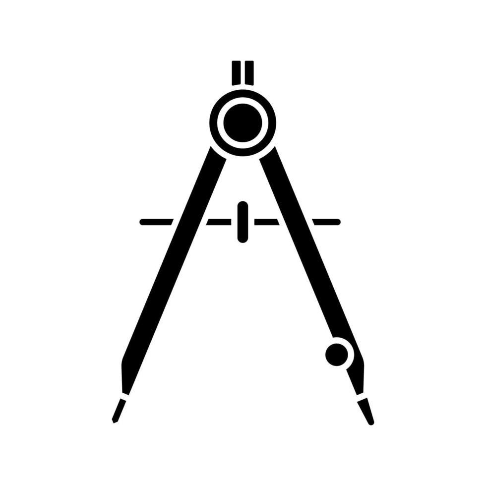 Kompass-Glyphe-Symbol zeichnen. Teiler. Abfassung. Silhouette-Symbol. negativen Raum. isolierte Vektorgrafik vektor