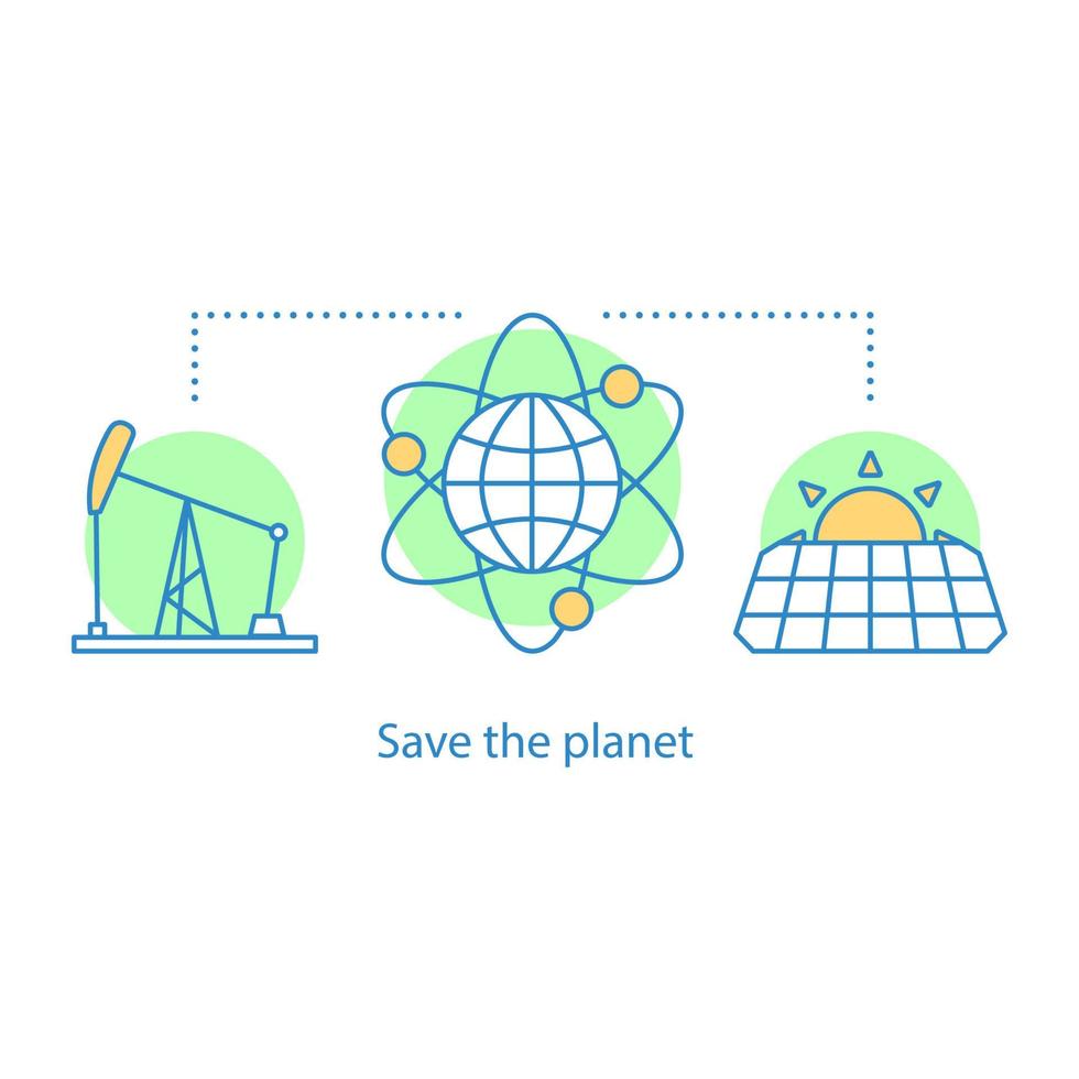 Symbol für das Konzept der Rettung des Planeten. Umweltschutz Idee dünne Linie Abbildung. Energieressourcen. Vektor isolierte Umrisszeichnung