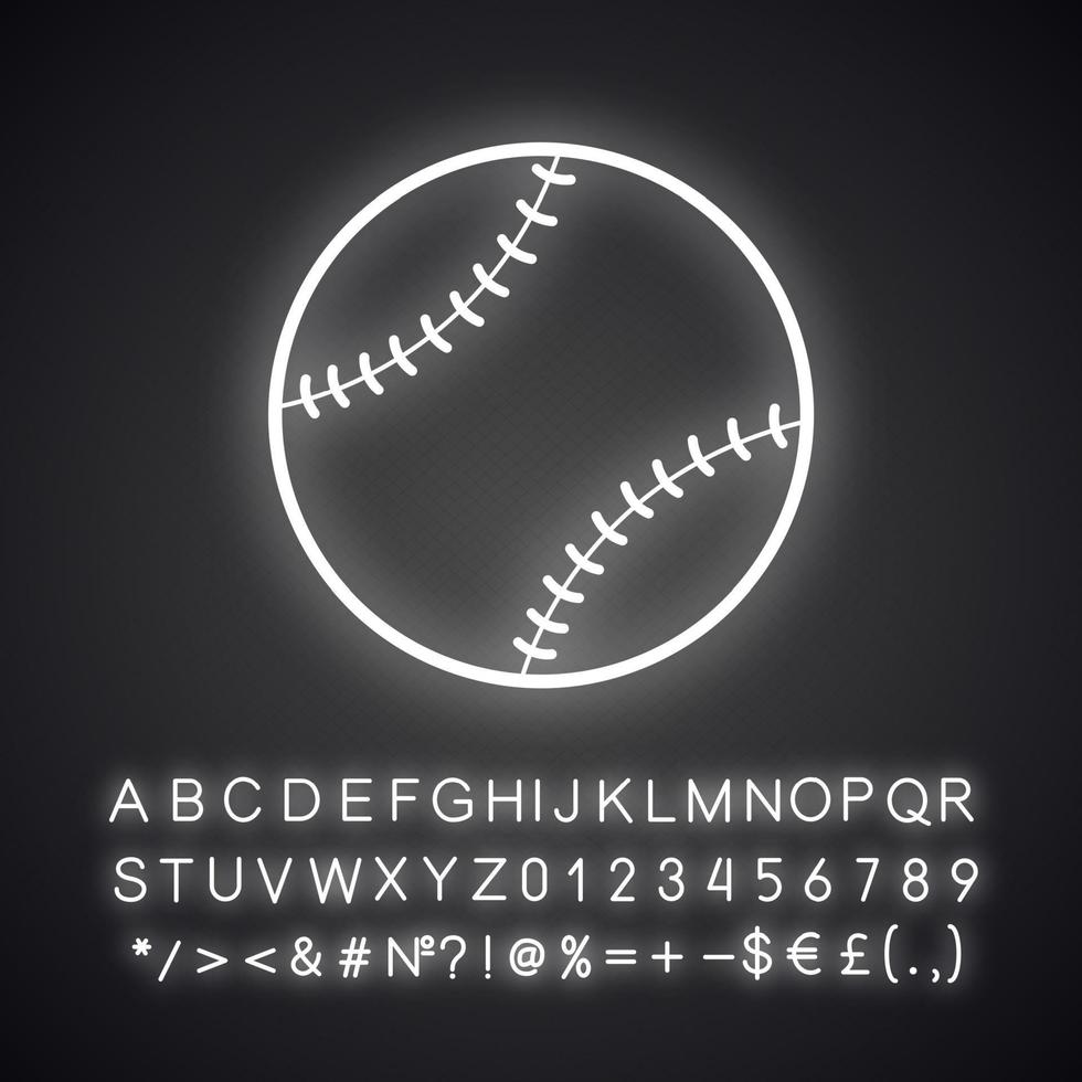 baseball boll neon ljus ikon. glödande tecken med alfabet, siffror och symboler. vektor isolerade illustration