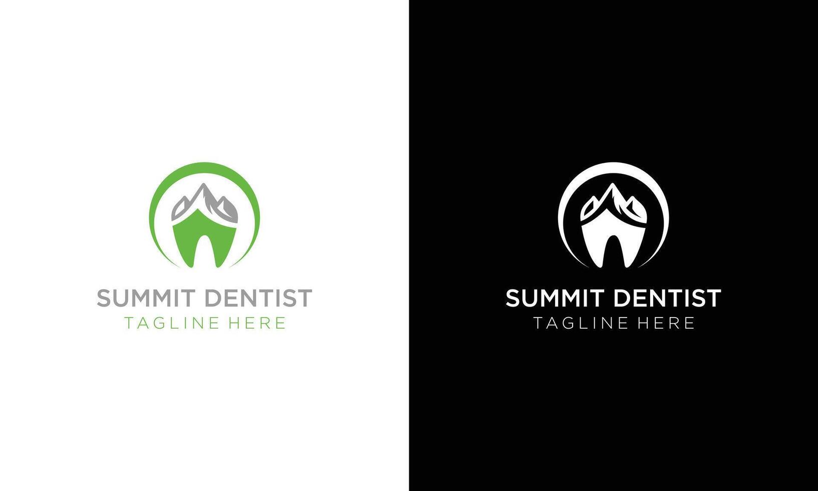 Logo Design Zahnarzt im das Berge oder Zähne mit ein Berg vektor