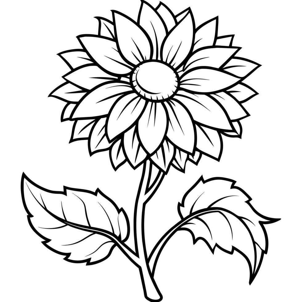 Sonnenblume Blume Gliederung Illustration Färbung Buch Seite Design, Sonnenblume Blume schwarz und Weiß Linie Kunst Zeichnung Färbung Buch Seiten zum Kinder und Erwachsene vektor