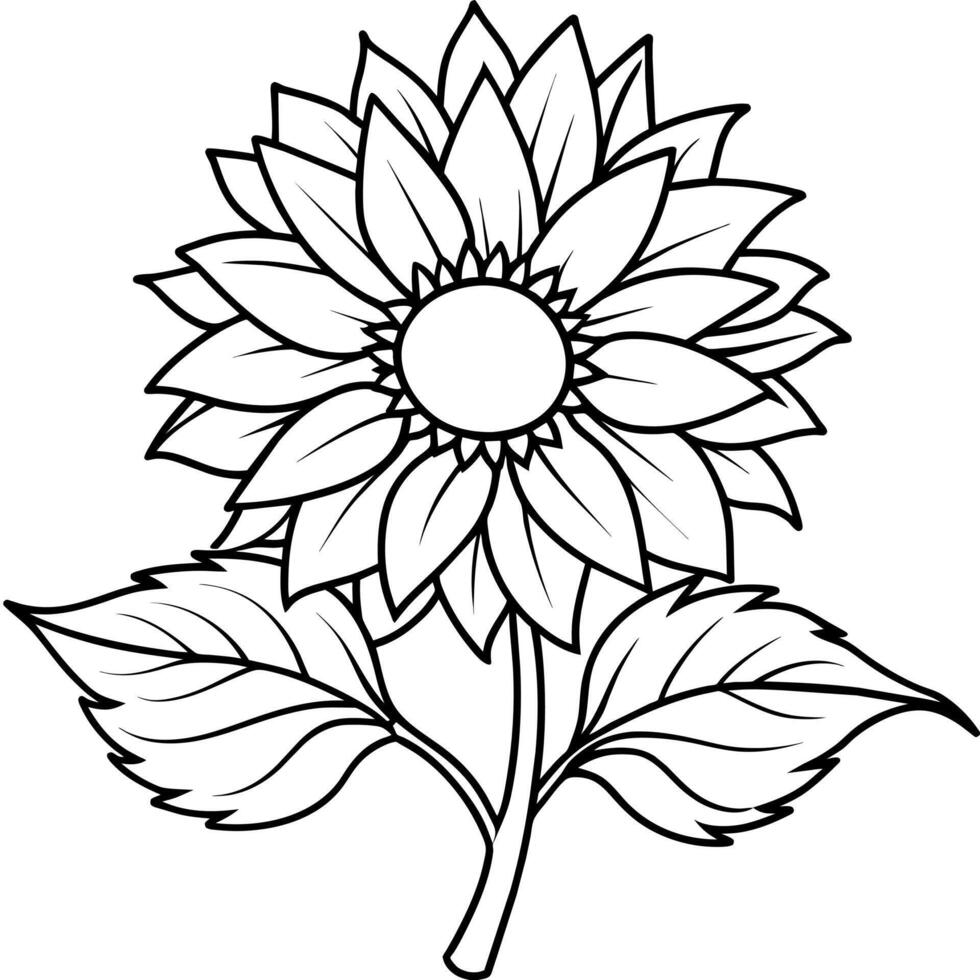 Sonnenblume Blume Gliederung Illustration Färbung Buch Seite Design, Sonnenblume Blume schwarz und Weiß Linie Kunst Zeichnung Färbung Buch Seiten zum Kinder und Erwachsene vektor