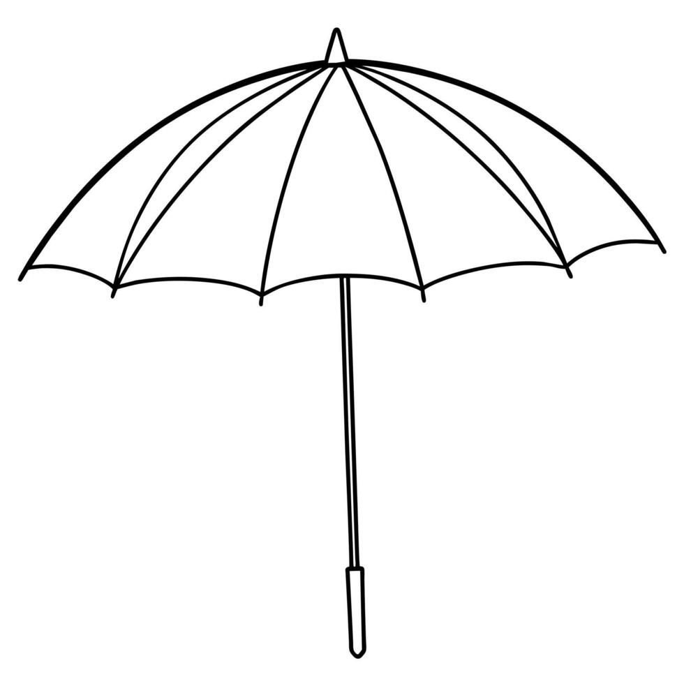 draussen Regenschirm Gliederung Färbung Buch Seite Linie Kunst Illustration Digital Zeichnung vektor