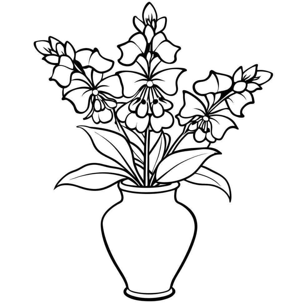 Löwenmaul Blume Gliederung Illustration Färbung Buch Seite Design, Löwenmaul Blume schwarz und Weiß Linie Kunst Zeichnung Färbung Buch Seiten zum Kinder und Erwachsene vektor