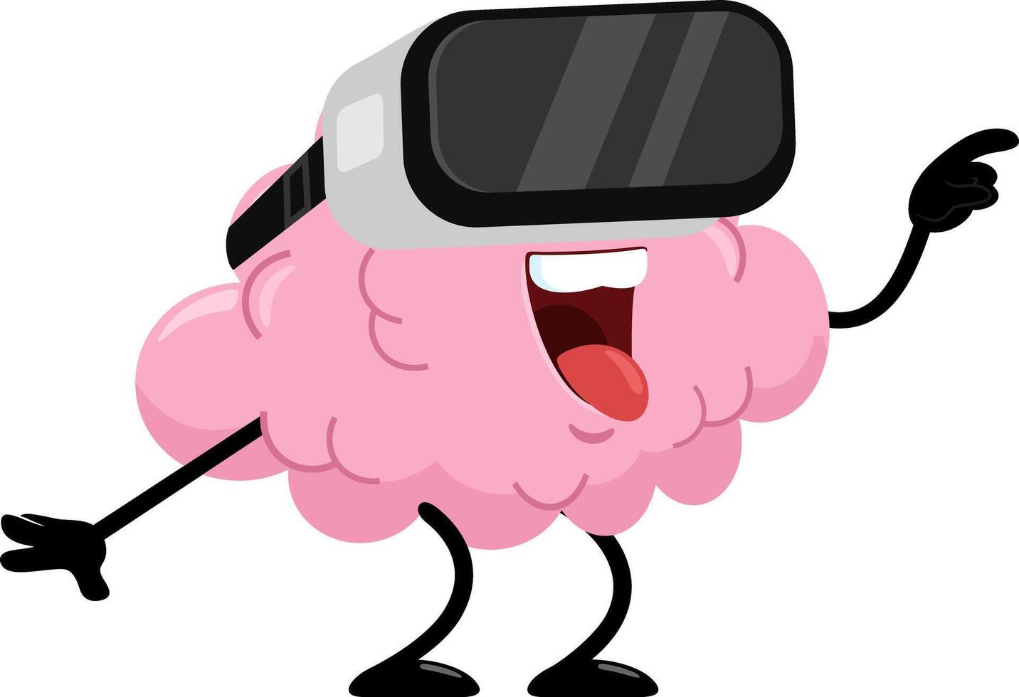 komisch Gehirn Karikatur Charakter mit virtuell Wirklichkeit Brille vektor