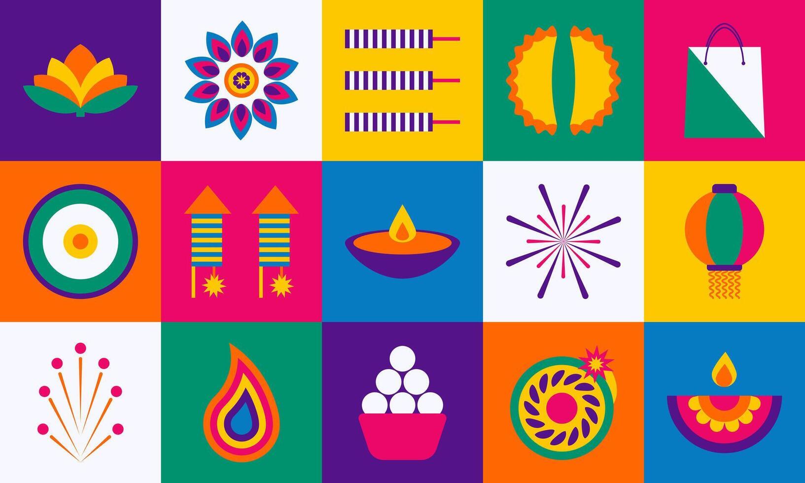 Lycklig diwali geometrisk sömlös mönster. festival av ljus modern trendig rutnät minimalistisk bakgrund för affisch, baner och social media Grattis på deepawali. design av indisk mandala, rangoli vektor