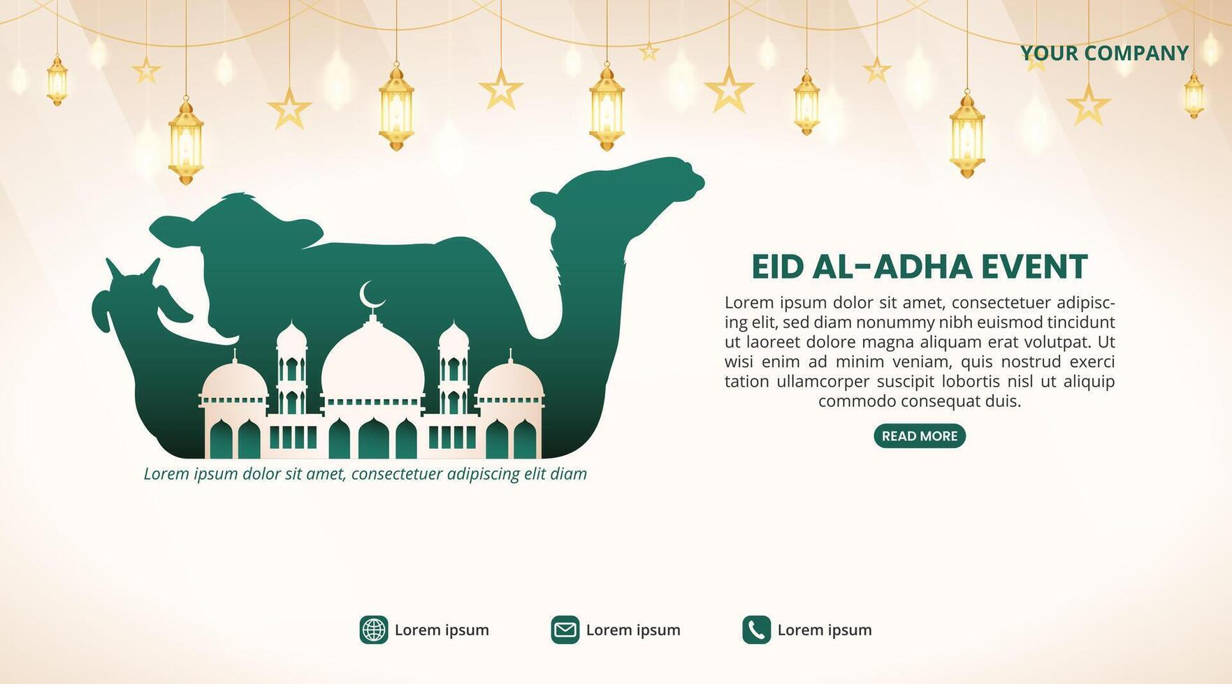 eid al adha Veranstaltung Hintergrund mit Tier Silhouette und ein Moschee vektor