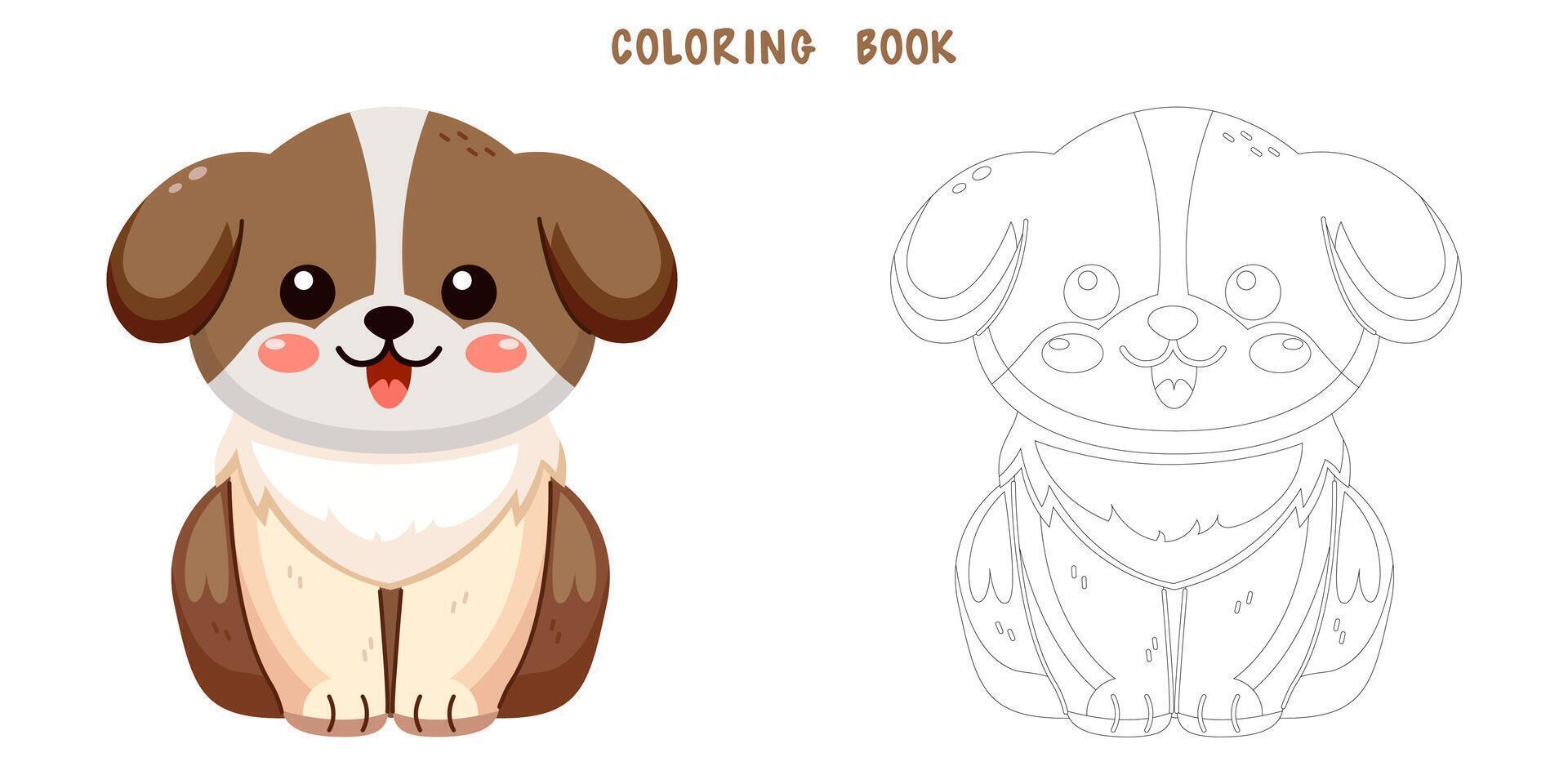 färg bok av brun hund vektor
