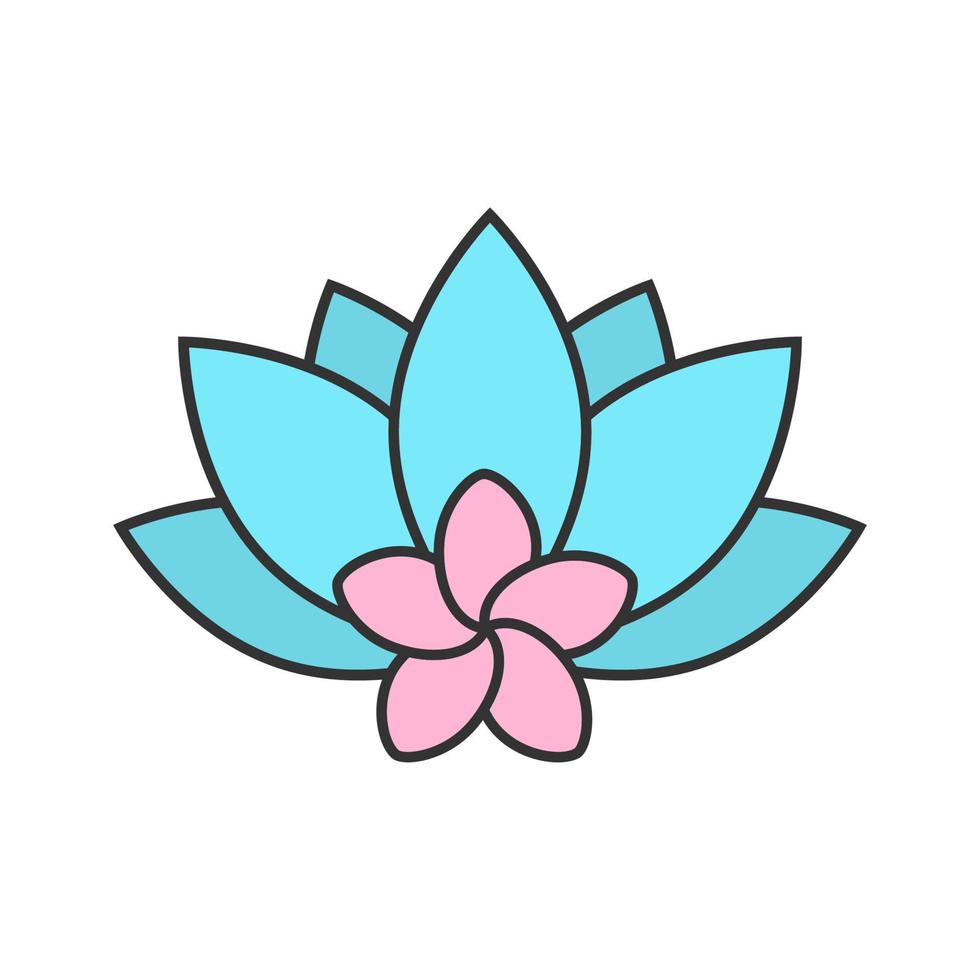 Spa-Salon Blumen Farbsymbol. Aromatherapie Plumeria und Lotus. isolierte Vektorillustration vektor