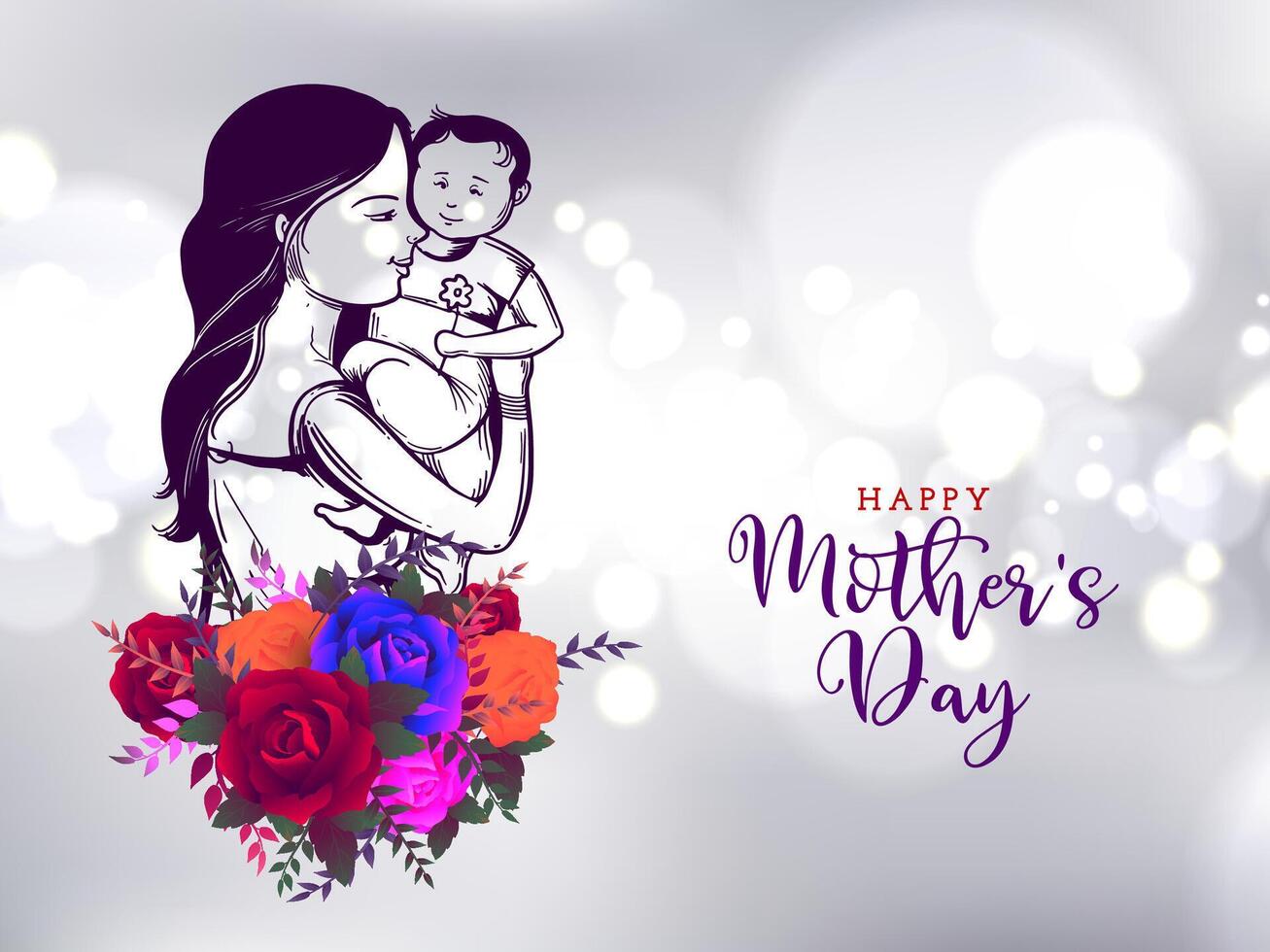 glücklich Mutter Tag Feier Hintergrund mit Blume Design vektor
