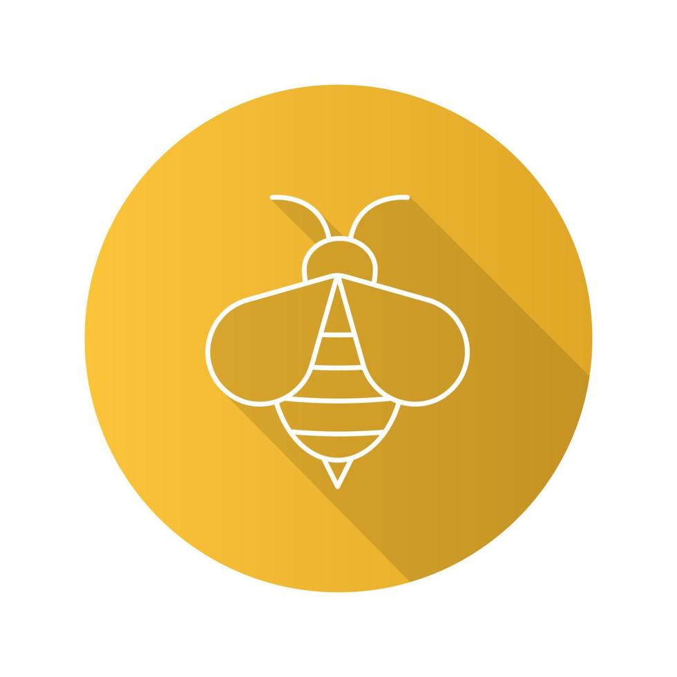 Honigbiene flaches lineares langes Schattensymbol. Wespe. Bienenhaus Zeichen. Vektorliniensymbol vektor