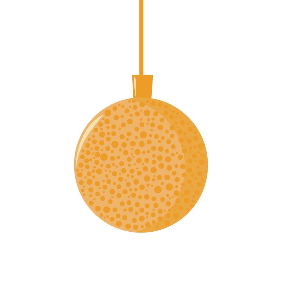 Kreis Gold Weihnachten Baum Spielzeug mit Flecken. Illustration im eben Stil. Jahreszeit Dekoration, Weihnachten und Neu Jahr Feier, Symbol isoliert auf Weiß Hintergrund. Design Vorlage. vektor