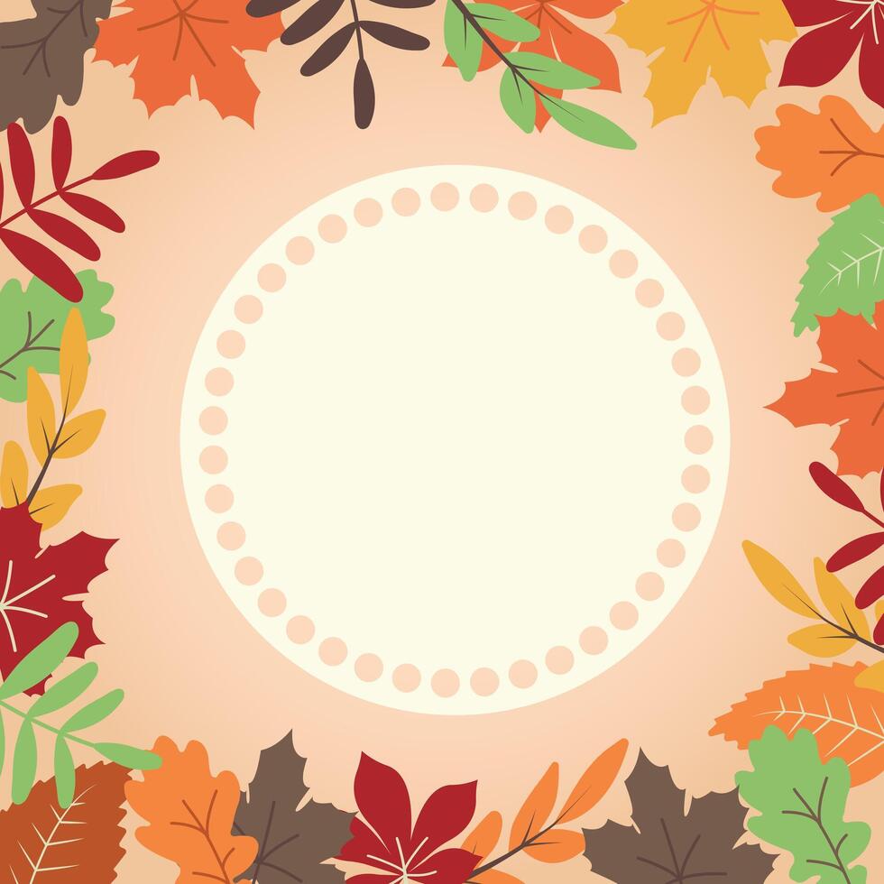 Herbst Blätter rahmen, Kopieren Raum. kreisförmig gestalten mit schön hell Blätter um. bunt Design zum Gruß Karte oder Werbung Poster. Illustration im eben Stil. vektor
