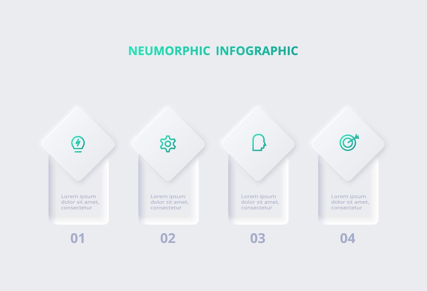 neumorphisch Flussdiagramm Infografik. kreativ Konzept zum Infografik mit 4 Schritte, Optionen, Teile oder Prozesse. Vorlage zum Diagramm, Graph, Präsentation und Diagramm. vektor