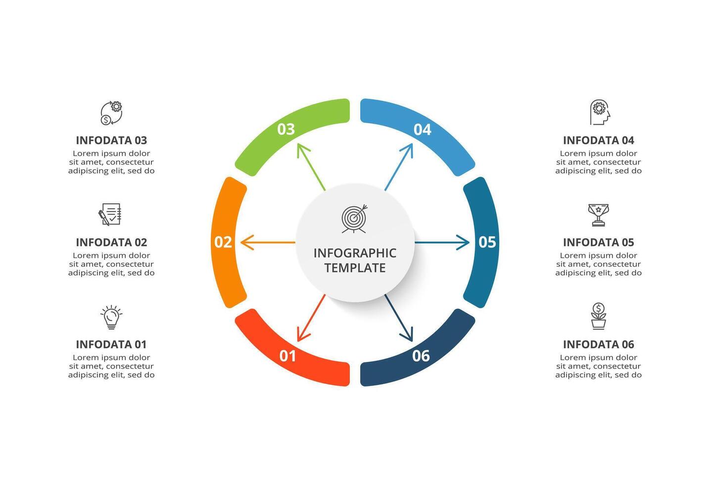 kreativ begrepp för infographic med 6 steg, alternativ, delar eller processer. företag data visualisering. vektor