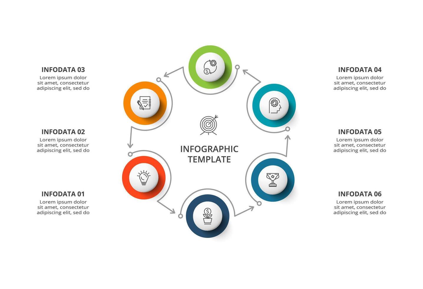 kreativ Konzept zum Infografik mit 6 Schritte, Optionen, Teile oder Prozesse. Geschäft Daten Visualisierung. vektor