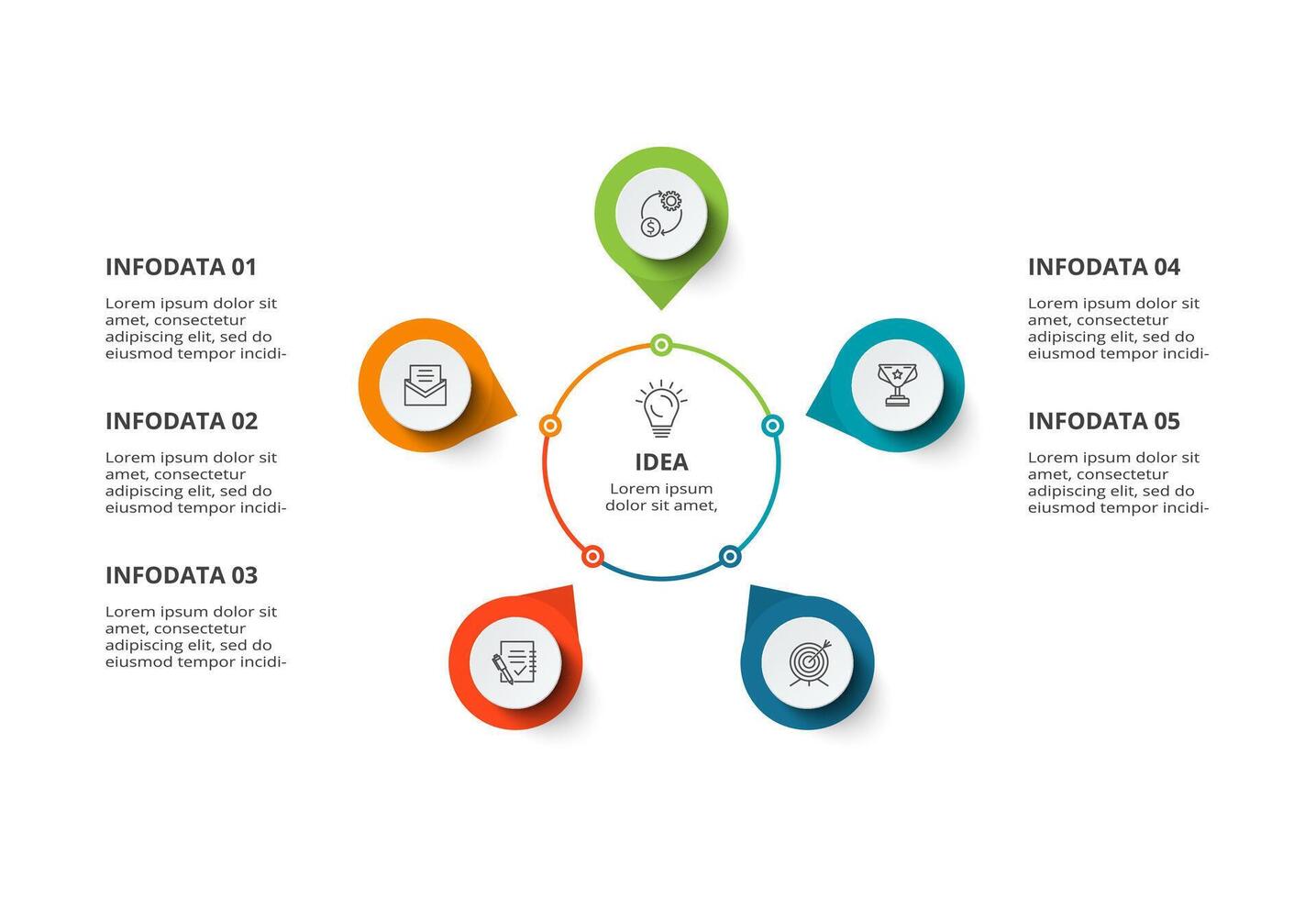 kreativ begrepp för infographic med 5 steg, alternativ, delar eller processer. företag data visualisering. vektor