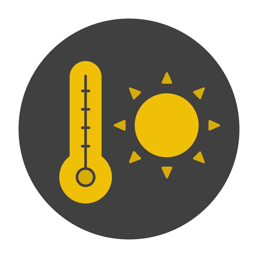 sommarvärme glyf färgikon. stigande sol med termometer. sommarväder. siluett symbol på svart bakgrund. negativt utrymme. vektor illustration