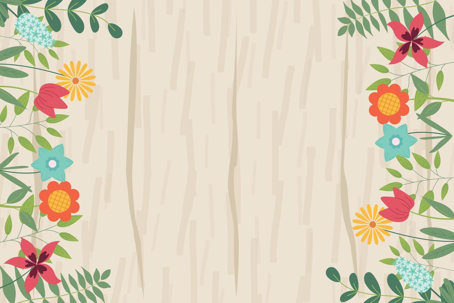 hand skissat bakgrund, illustration. gränser med löv och blommor för hälsning kort, inbjudan mall i pastell färger på trä- textur bakgrund. retro, affisch, bakgrund. vektor