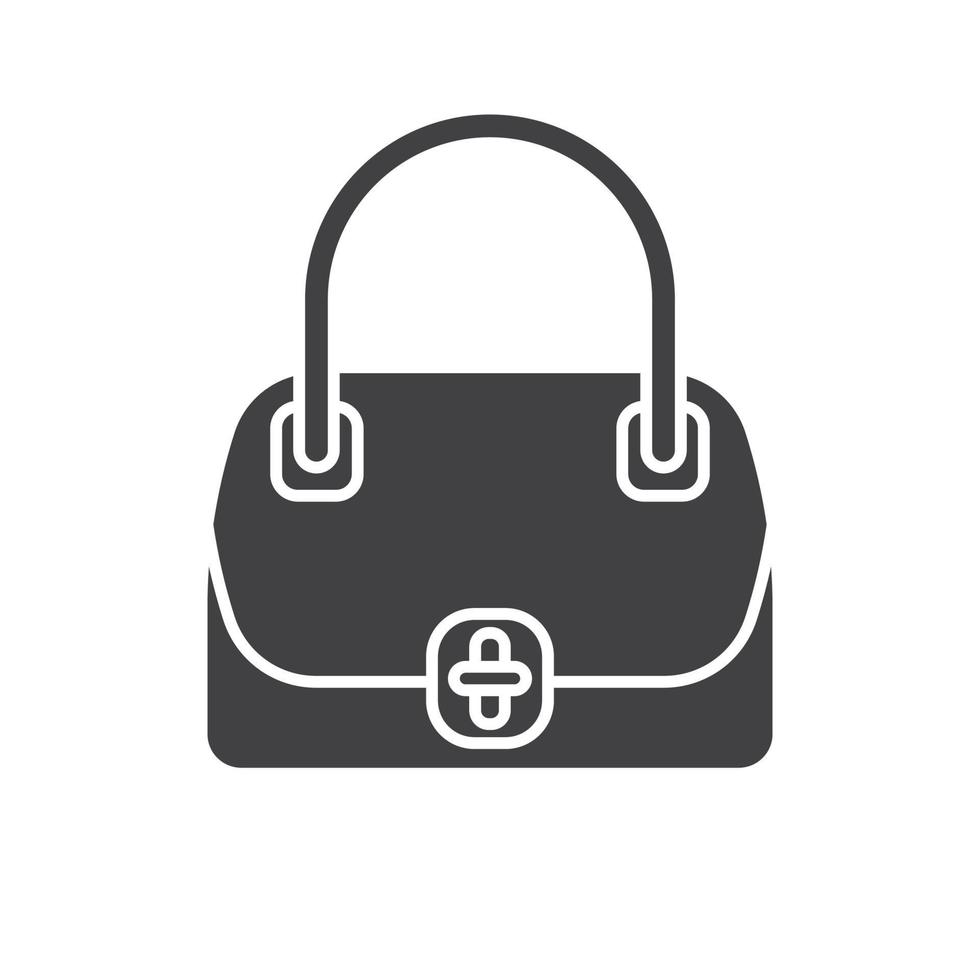 kvinnors handväska glyfikon. siluett symbol. väska. negativt utrymme. vektor isolerade illustration