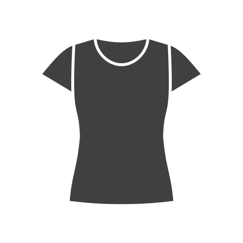 Frauen-T-Shirt-Glyphen-Symbol. Silhouette-Symbol. negativen Raum. isolierte Vektorgrafik vektor