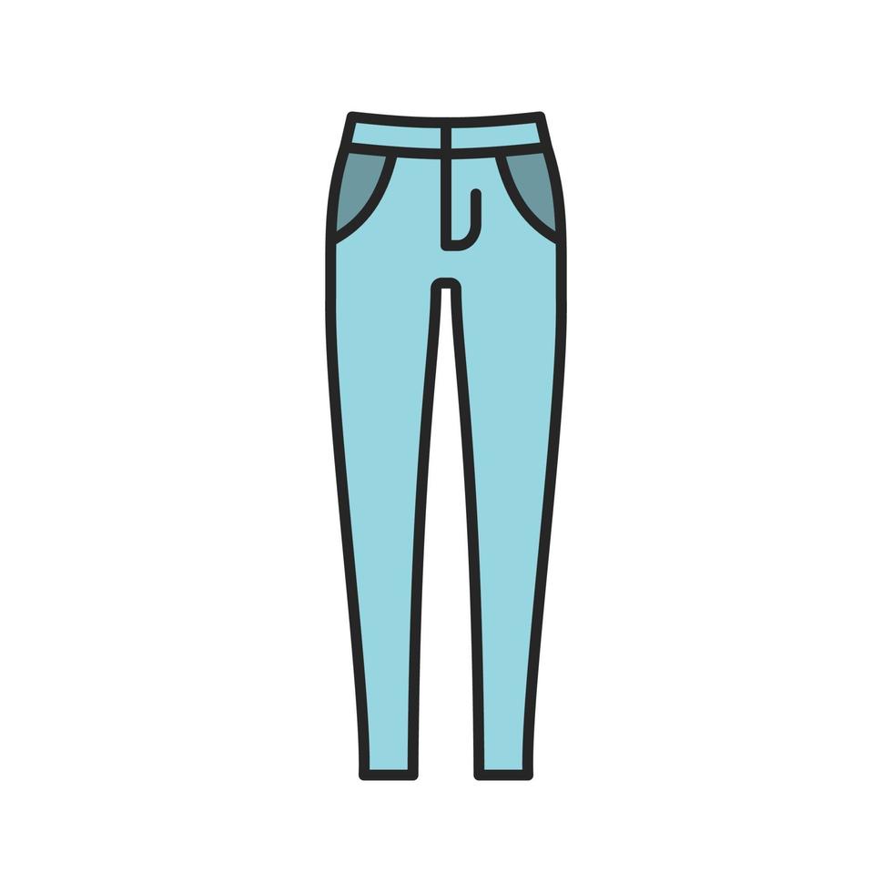 kvinnors skinny jeans färgikon. byxor. isolerade vektor illustration