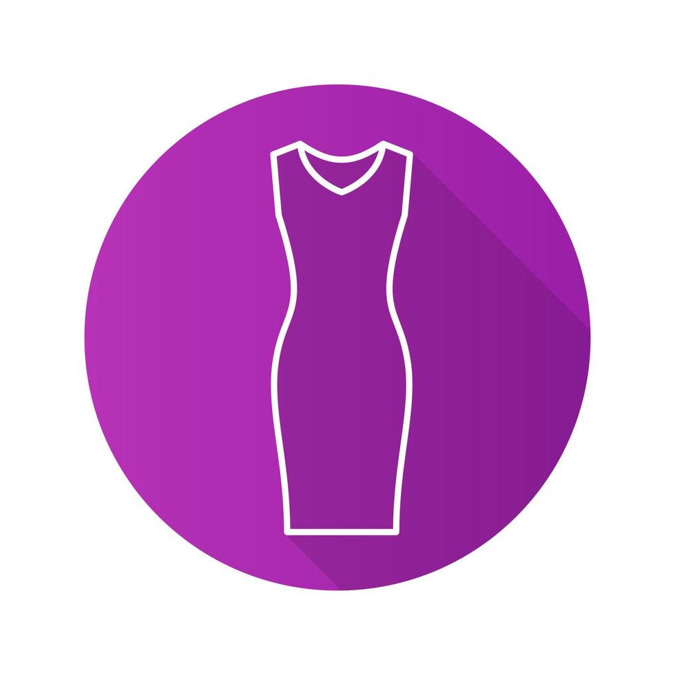 aftonklänning platt linjär lång skugga ikon. ärmlös klänning för kvinnor. vektor linje symbol