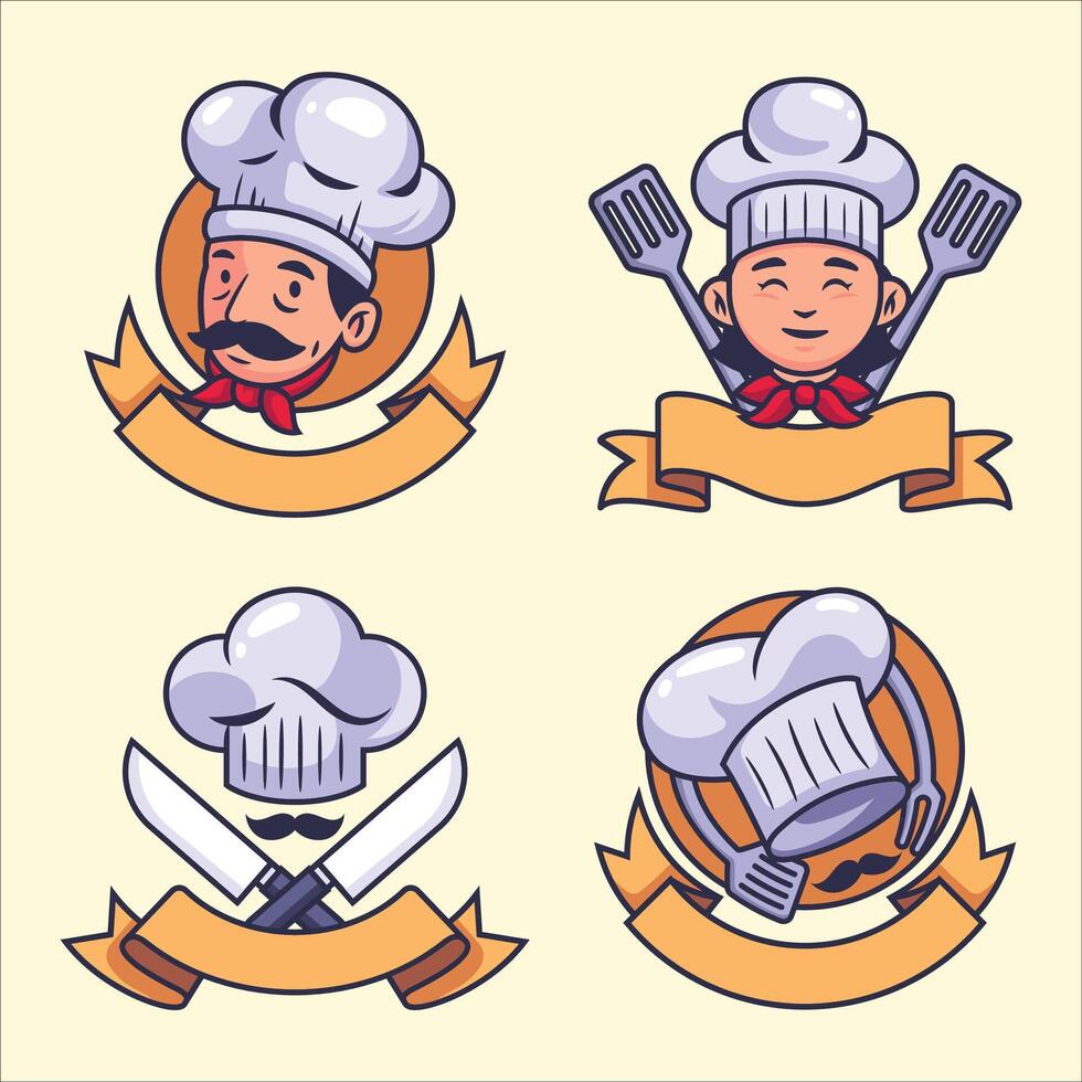 uppsättning av kock hattar och kockens hatt ikoner vektor