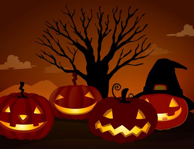Spooky pumpa på Halloween Night vektor