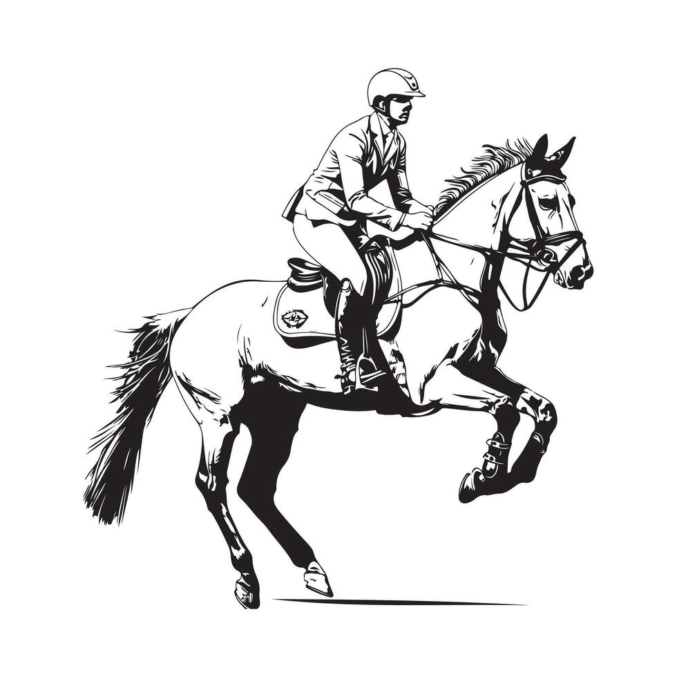 Pferdesport Sport Illustration Pferd Fahrer Design isoliert auf Weiß vektor
