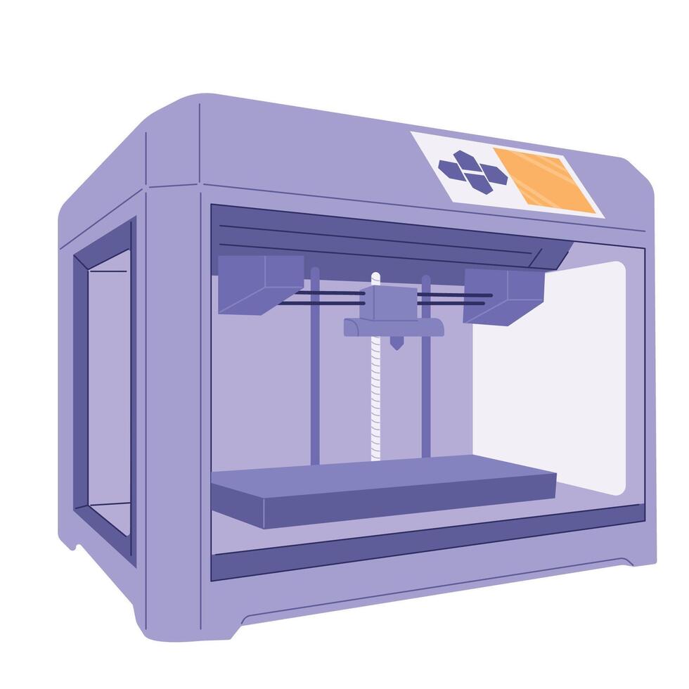 3d Drucker Maschine, Illustration Logo Konzept Symbol. Technologien von das Zukunft, technisch Fortschritt, Wissenschaft, Robotik. vektor