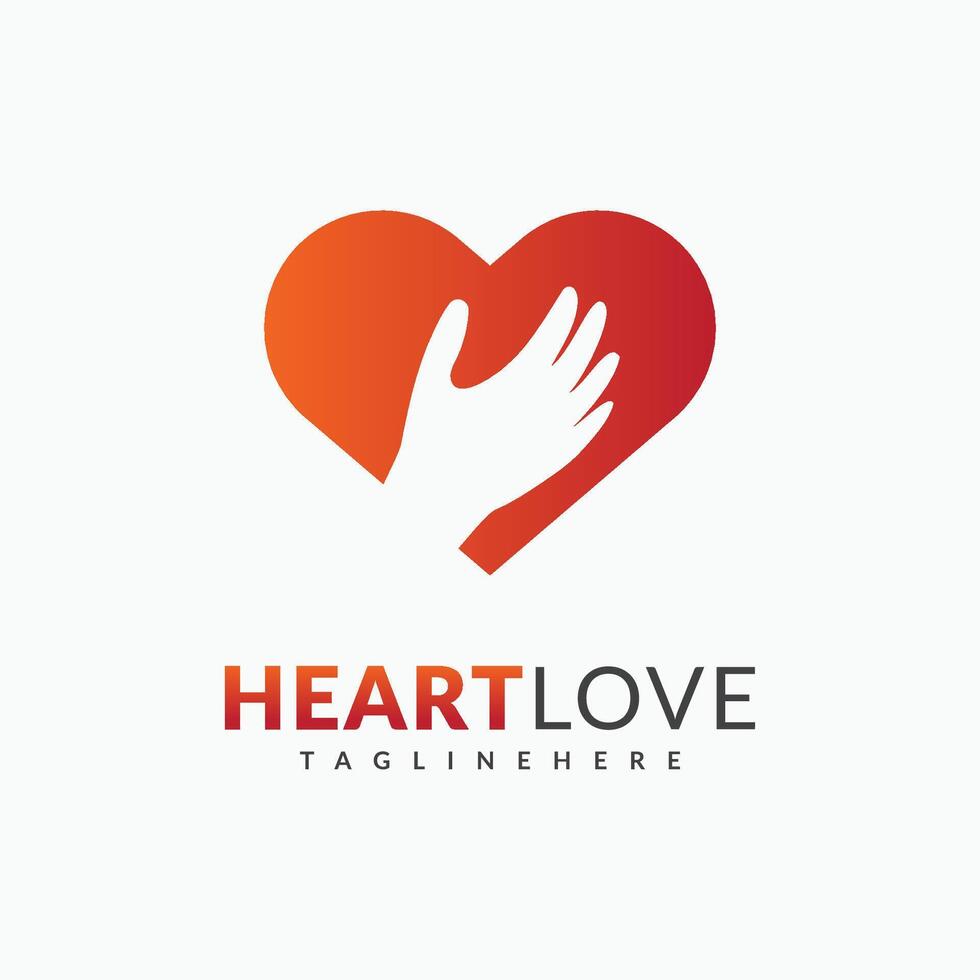Logo von ein Hand umarmen ein Herz vektor