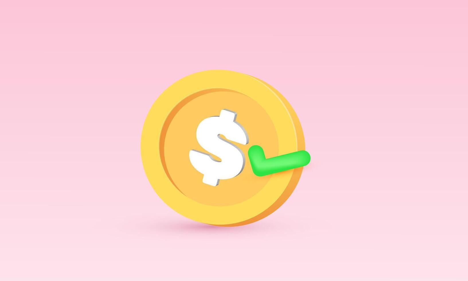3d realistisk ikon modern pengar dollar tecken mynt sparande design vektor