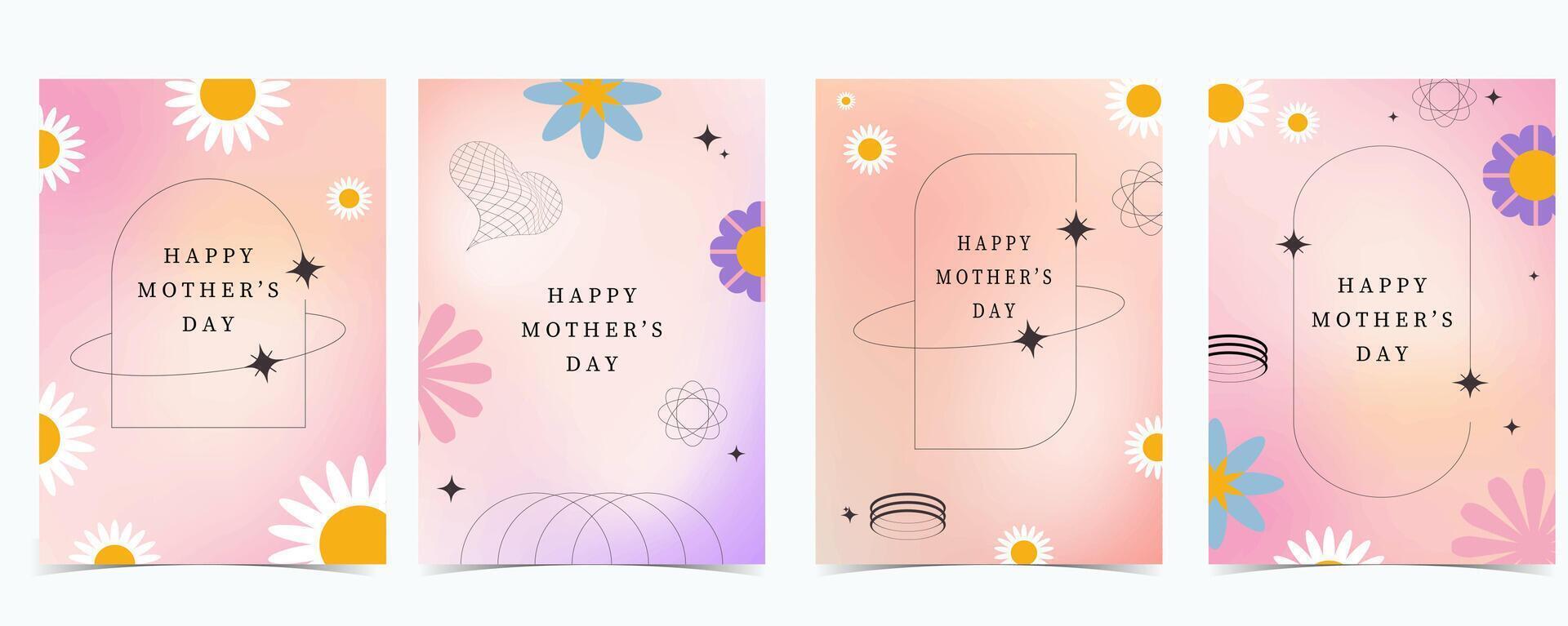 Sammlung von Mutter Tag Hintergrund einstellen mit Blume.bearbeitbar Illustration zum Vertikale Designkollektion von Mutter Tag Hintergrund einstellen mit Blume vektor