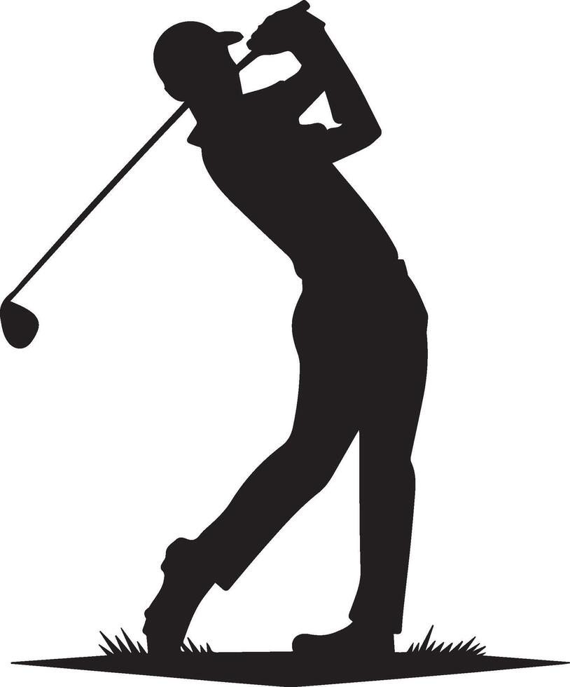 Golf Spieler Silhouette auf Weiß Hintergrund. vektor