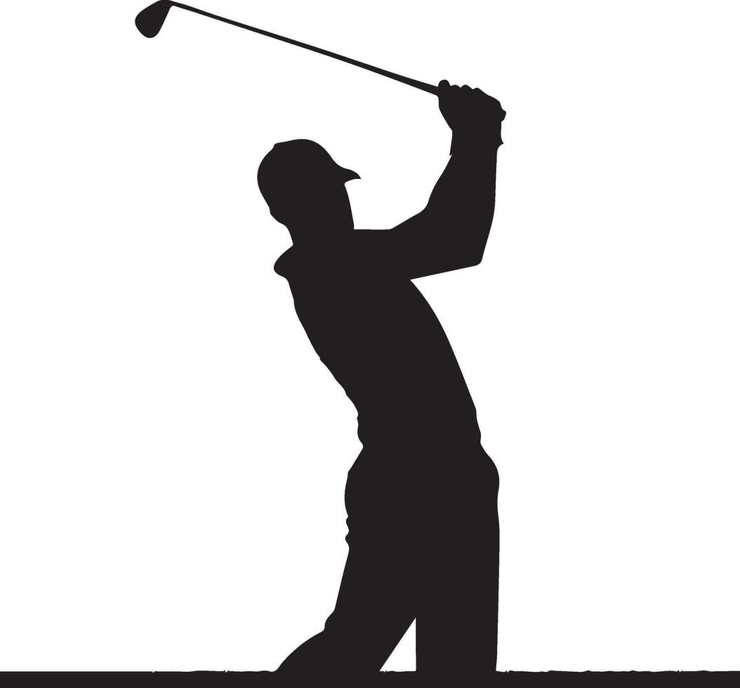 Golf Spieler Silhouette auf Weiß Hintergrund. vektor