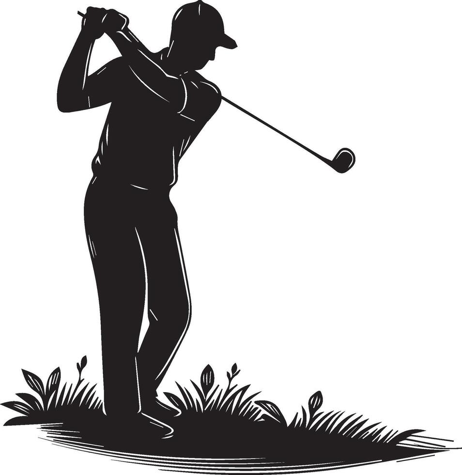 Golf Spieler Silhouette auf Weiß Hintergrund. vektor