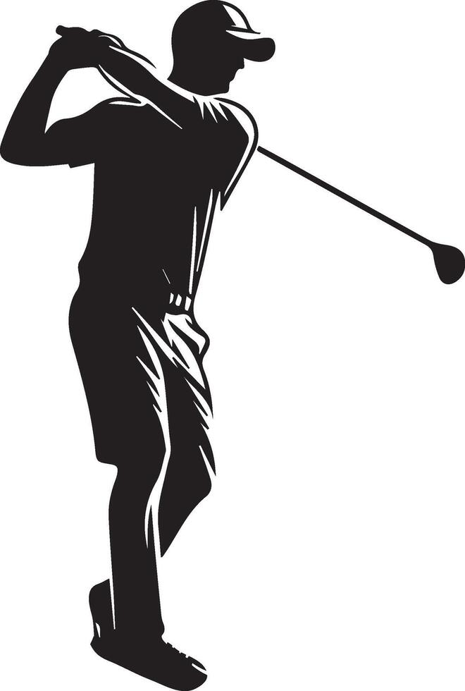 Golf Spieler Silhouette auf Weiß Hintergrund. vektor