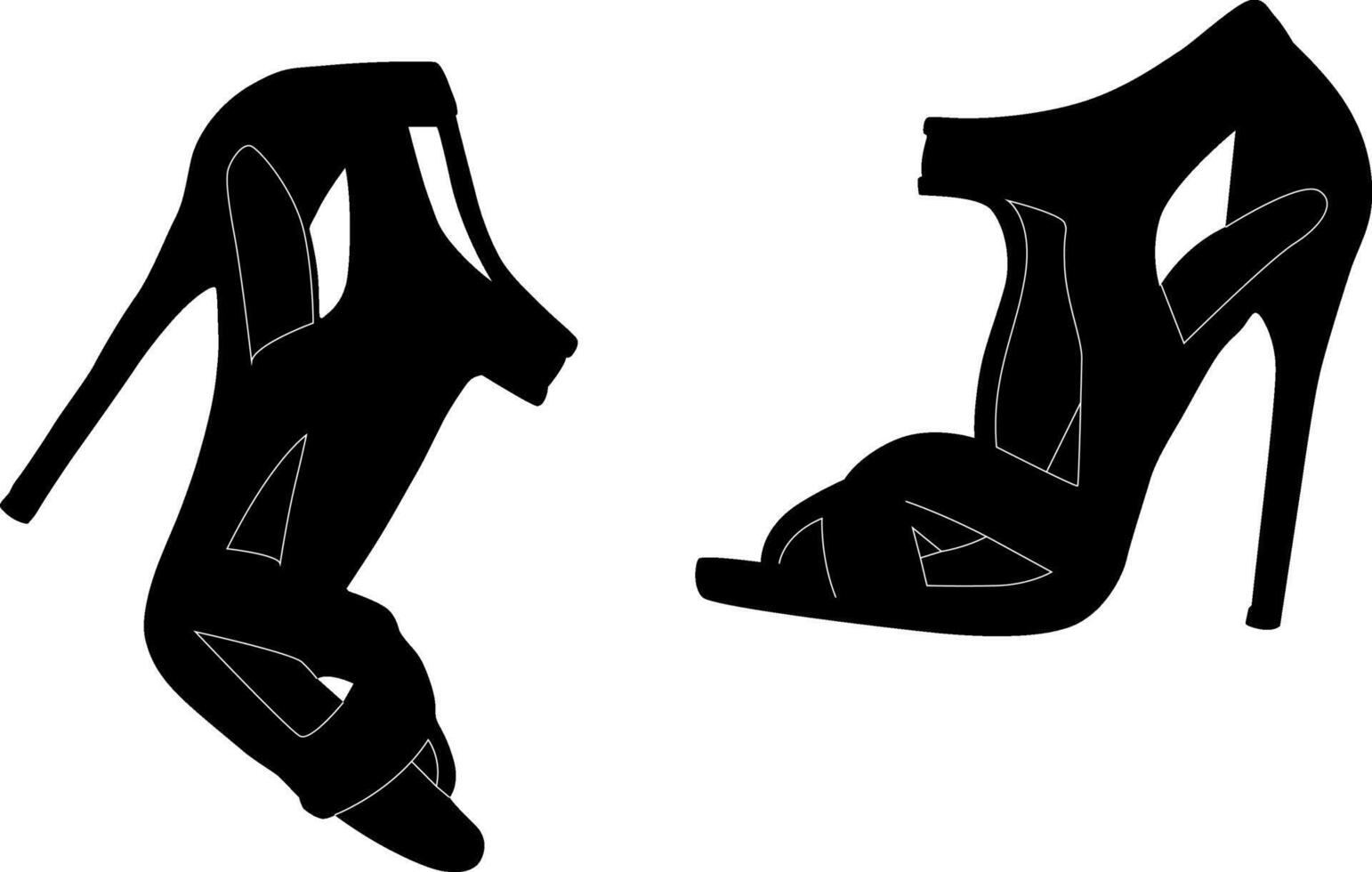 silhuett damer skor på vit bakgrund vektor