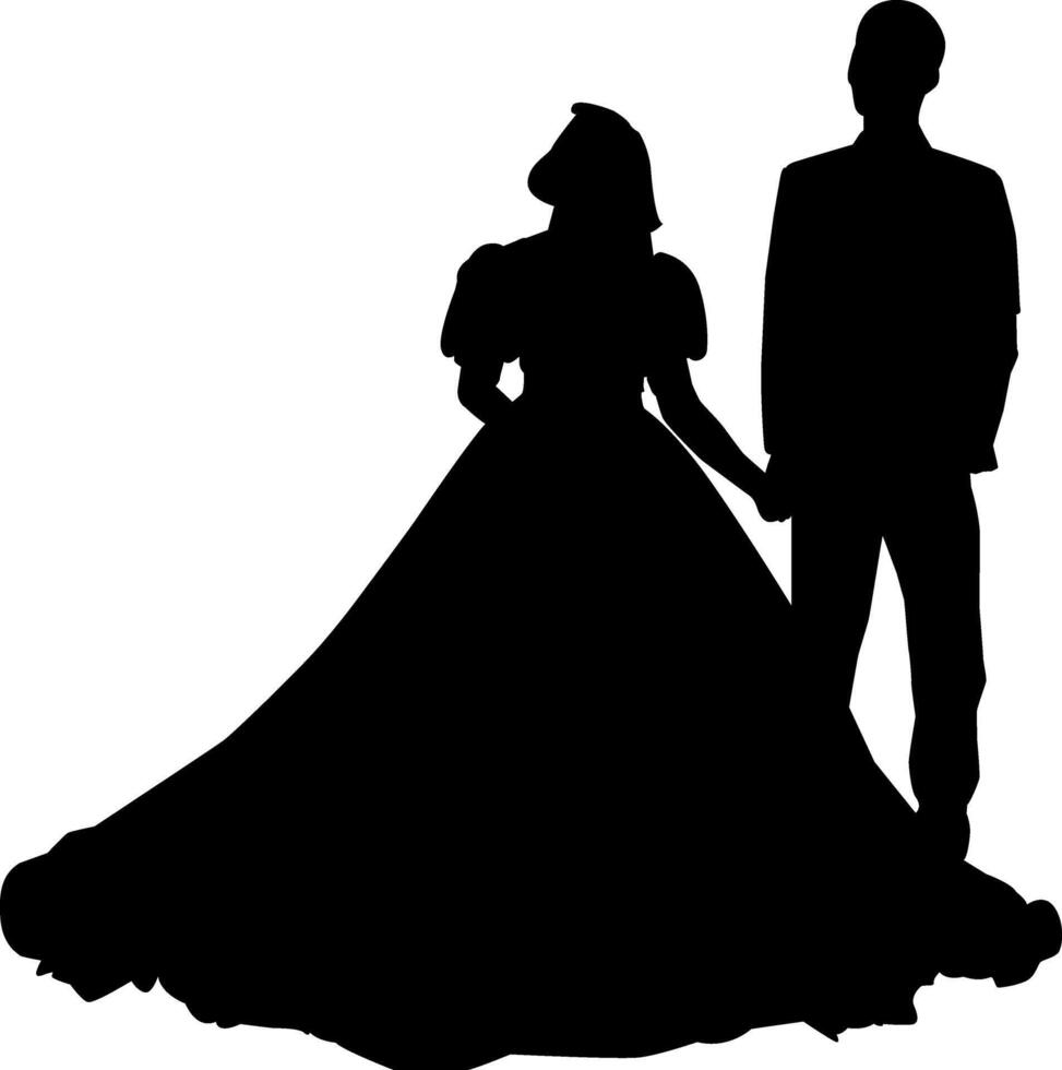 Silhouette von Hochzeit Foto auf Weiß Hintergrund vektor