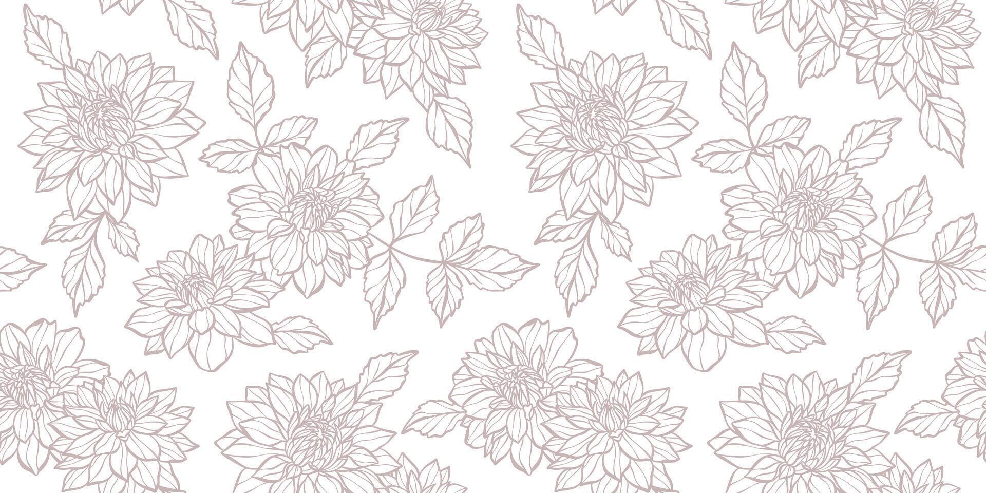 Weiß Dahlie nahtlos Muster Hintergrund, elegant Blumen- drucken, Jahrgang Hintergrund Design mit Gänseblümchen Blumen vektor
