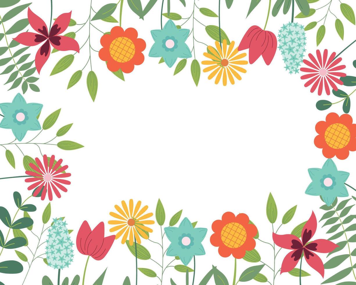 Hand skizziert Hintergrund, Illustration. Grenzen mit Blätter und Blumen zum Gruß Karte, Einladung Vorlage. retro, Jahrgang Beschriftung Banner, Poster, Hintergrund. vektor