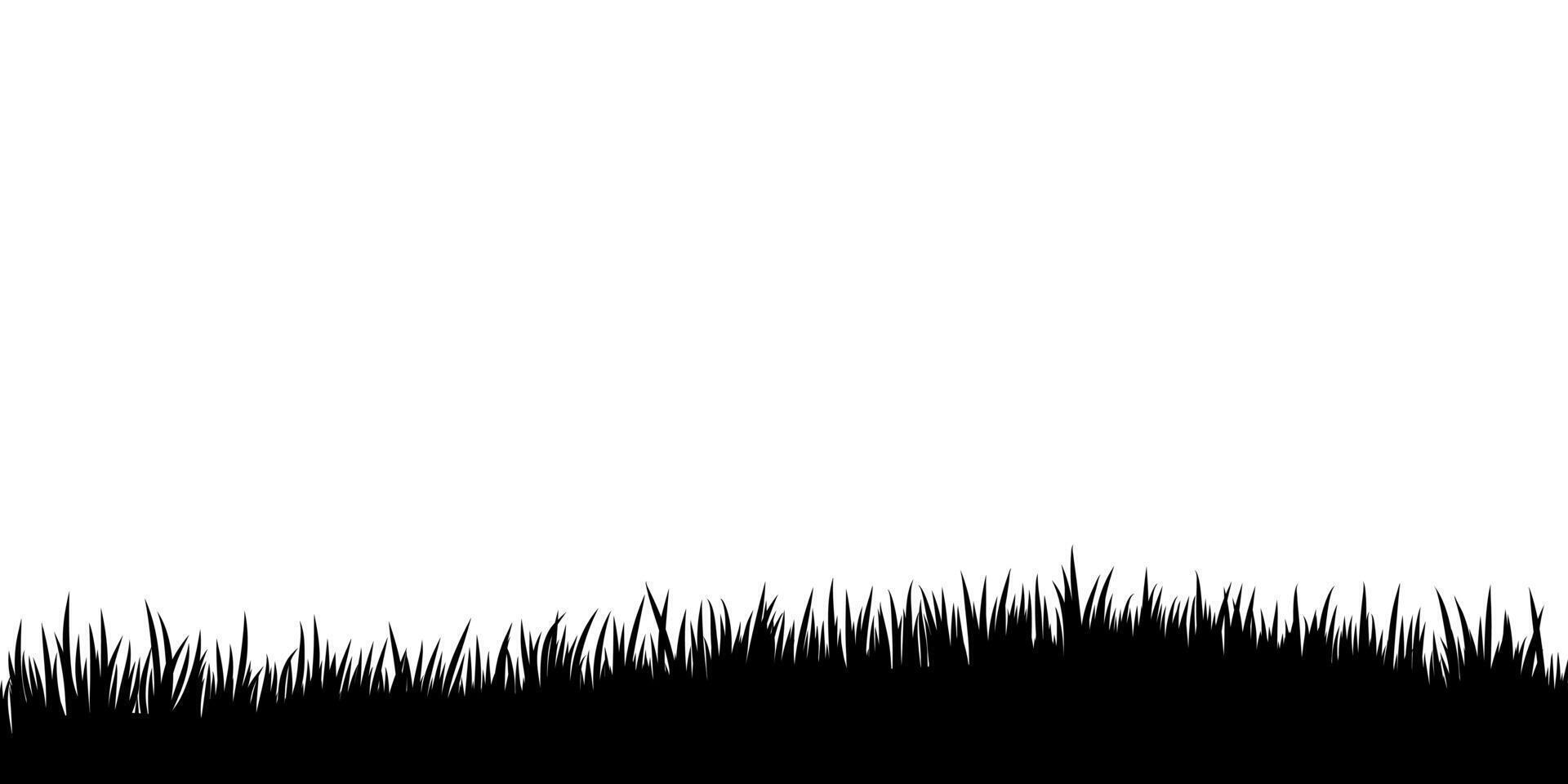 svart gräs silhuett gräns, illsutration baner vektor