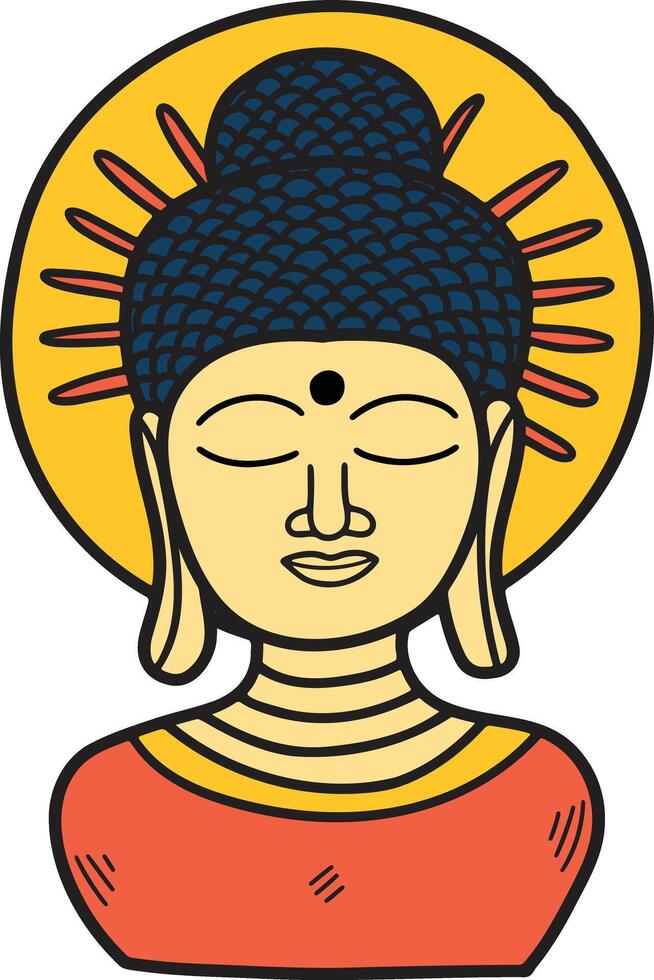 ein Zeichnung von ein Buddha mit ein heiter Ausdruck vektor