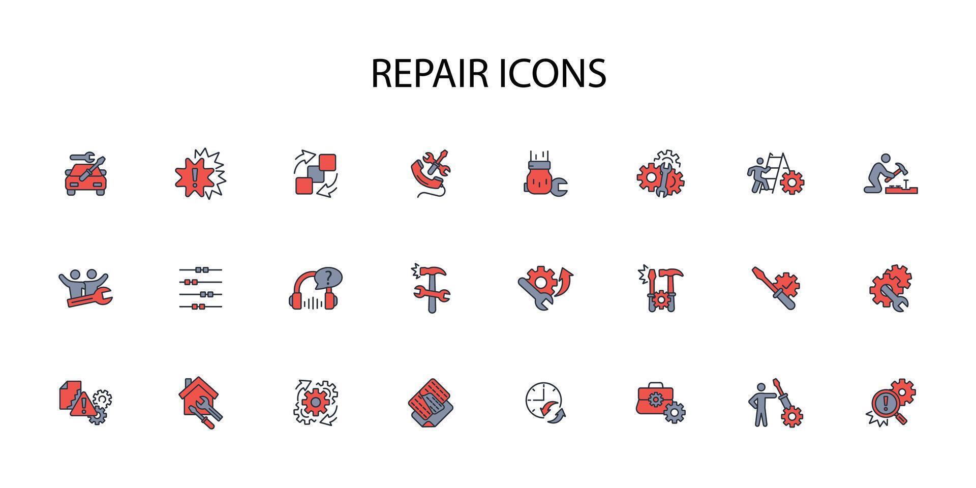 Reparatur Symbol festgelegt..editierbar Hub.linear Stil Zeichen zum verwenden Netz Design, Logo, Symbol Illustration. vektor