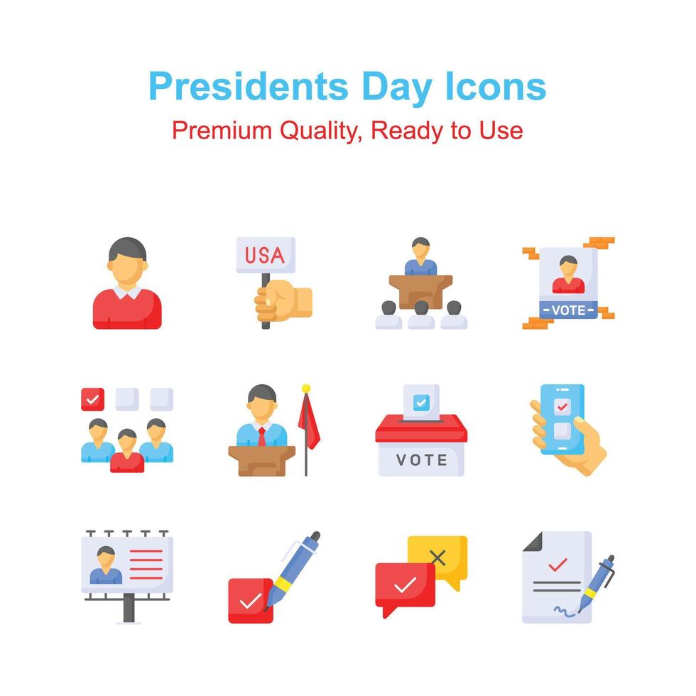 visuell reizvoll Symbole einstellen von Präsidenten Tag, bereit zu verwenden im Ihre Websites und Handy, Mobiltelefon Apps vektor