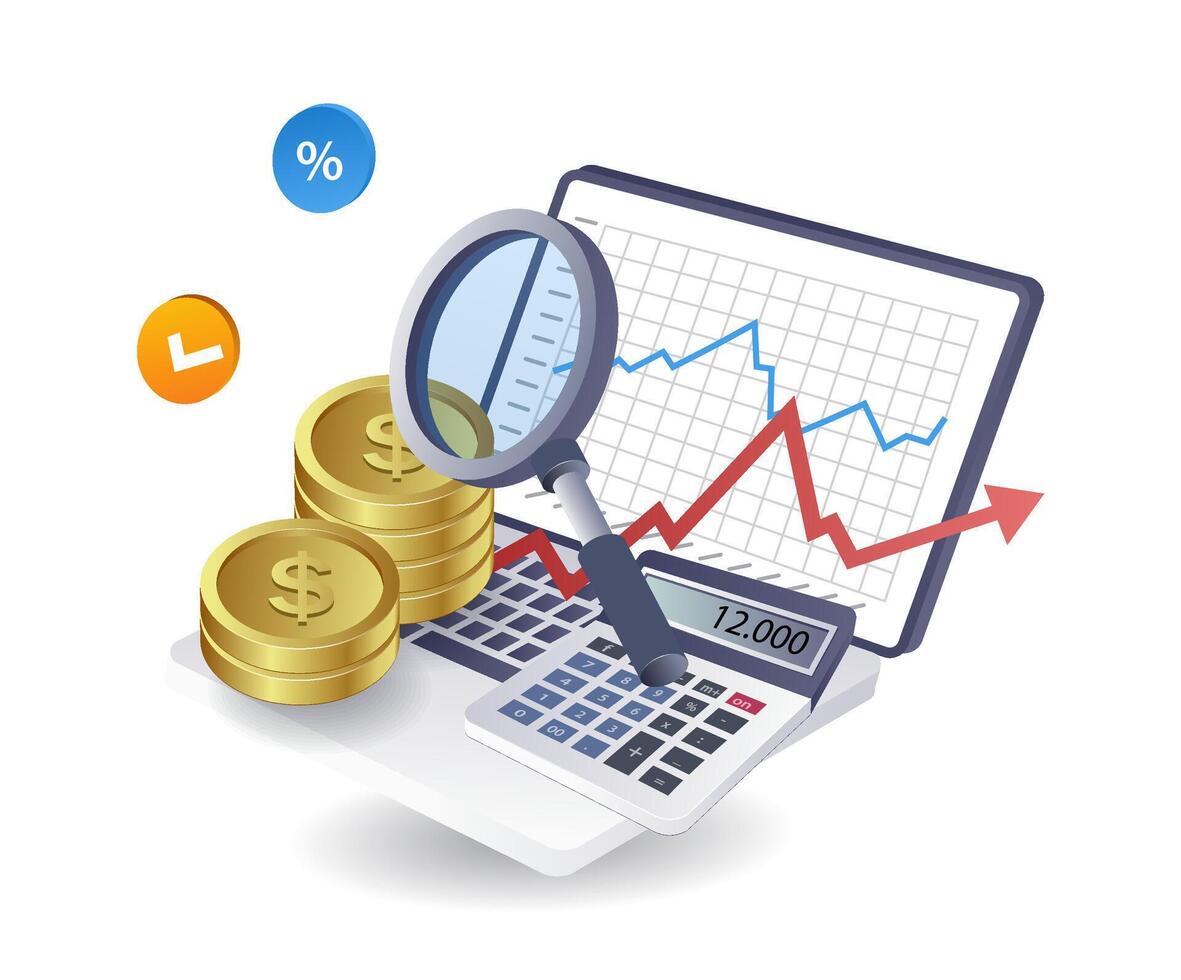 Daten Analyse Geschäft Finanzen Technologie Infografik Illustration 3d eben isometrisch vektor