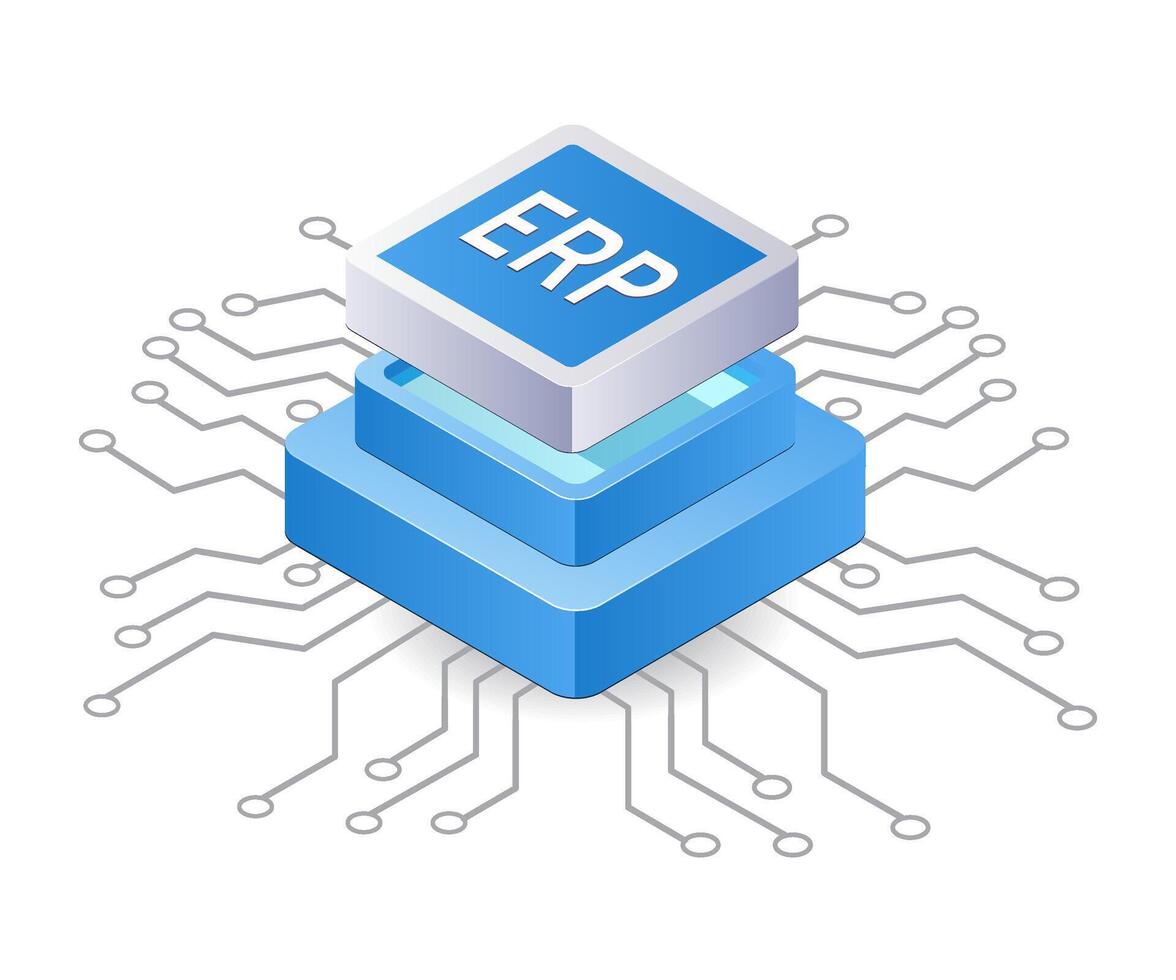 Netzwerk Verwaltung erp Entwicklung Geschäft Infografik 3d Illustration eben isometrisch vektor